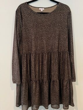 Love Fire brand Brown Leopard Print Midi Dress